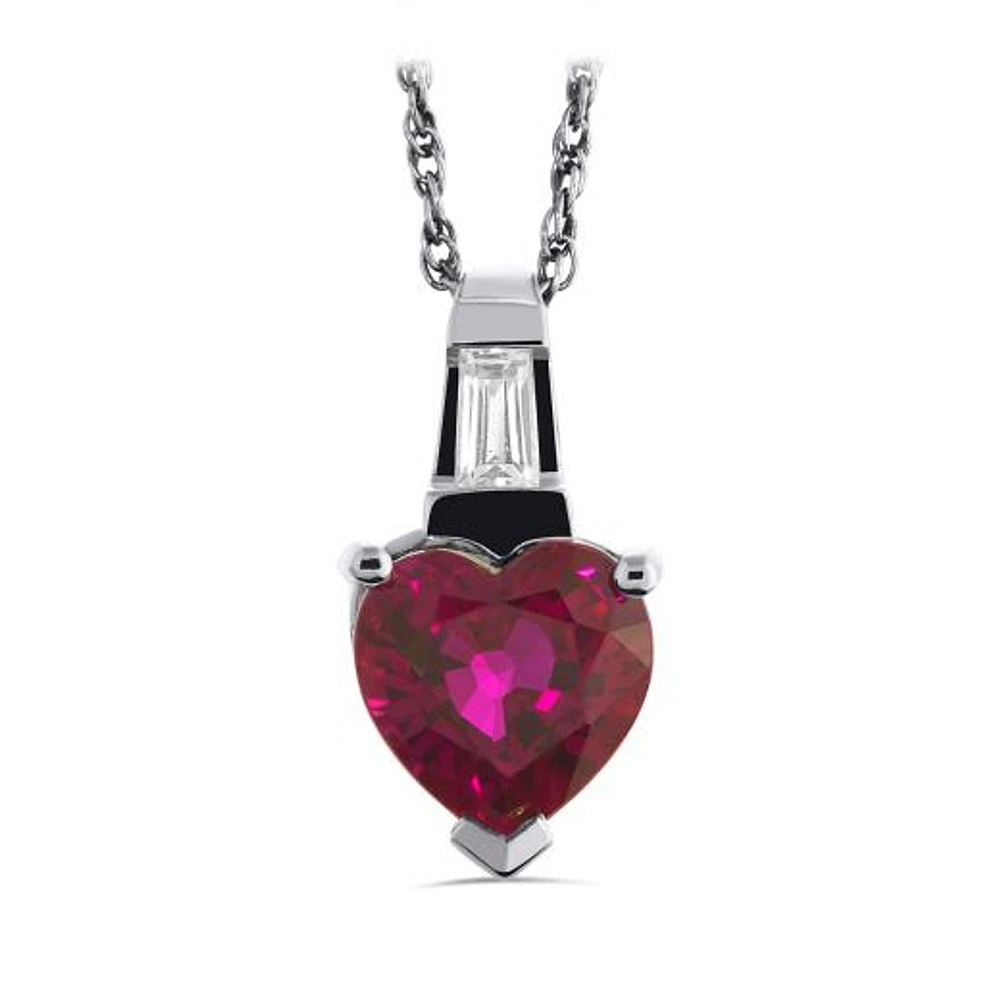 Sterling Silver Created Ruby & Created White Sapphire Pendant