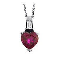 Sterling Silver Created Ruby & Created White Sapphire Pendant