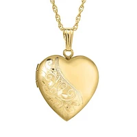 14K Yellow Gold Filled 18" Engraved Heart Locket