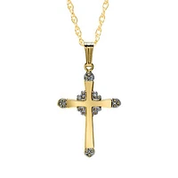 14K Yellow & White Gold Filled 18" Engraved Cross