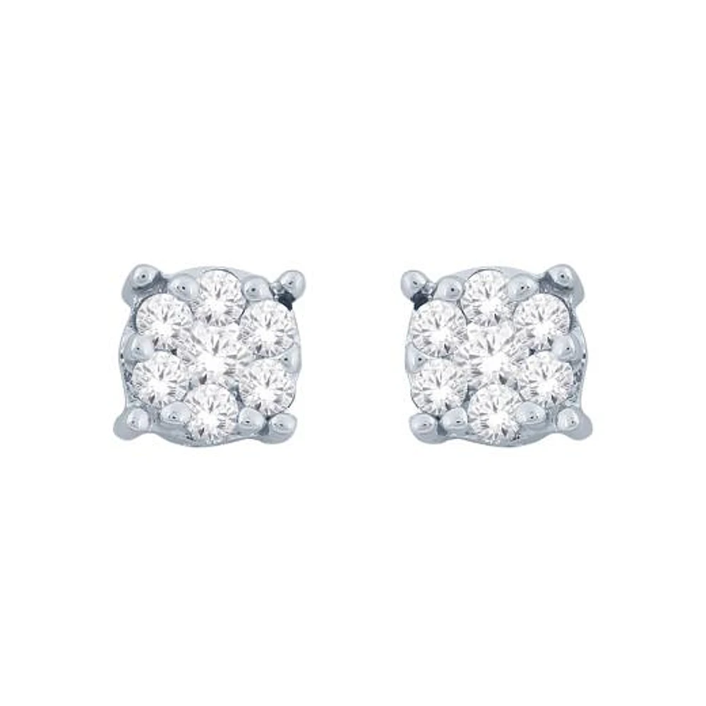 10K White Gold 0.10CTW Bouquet Diamond Studs