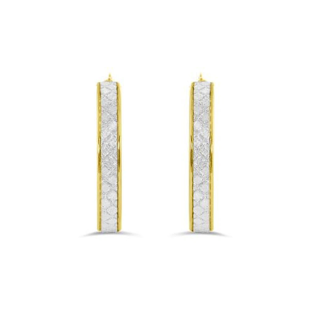 10K Yellow Gold Glitter Hoops