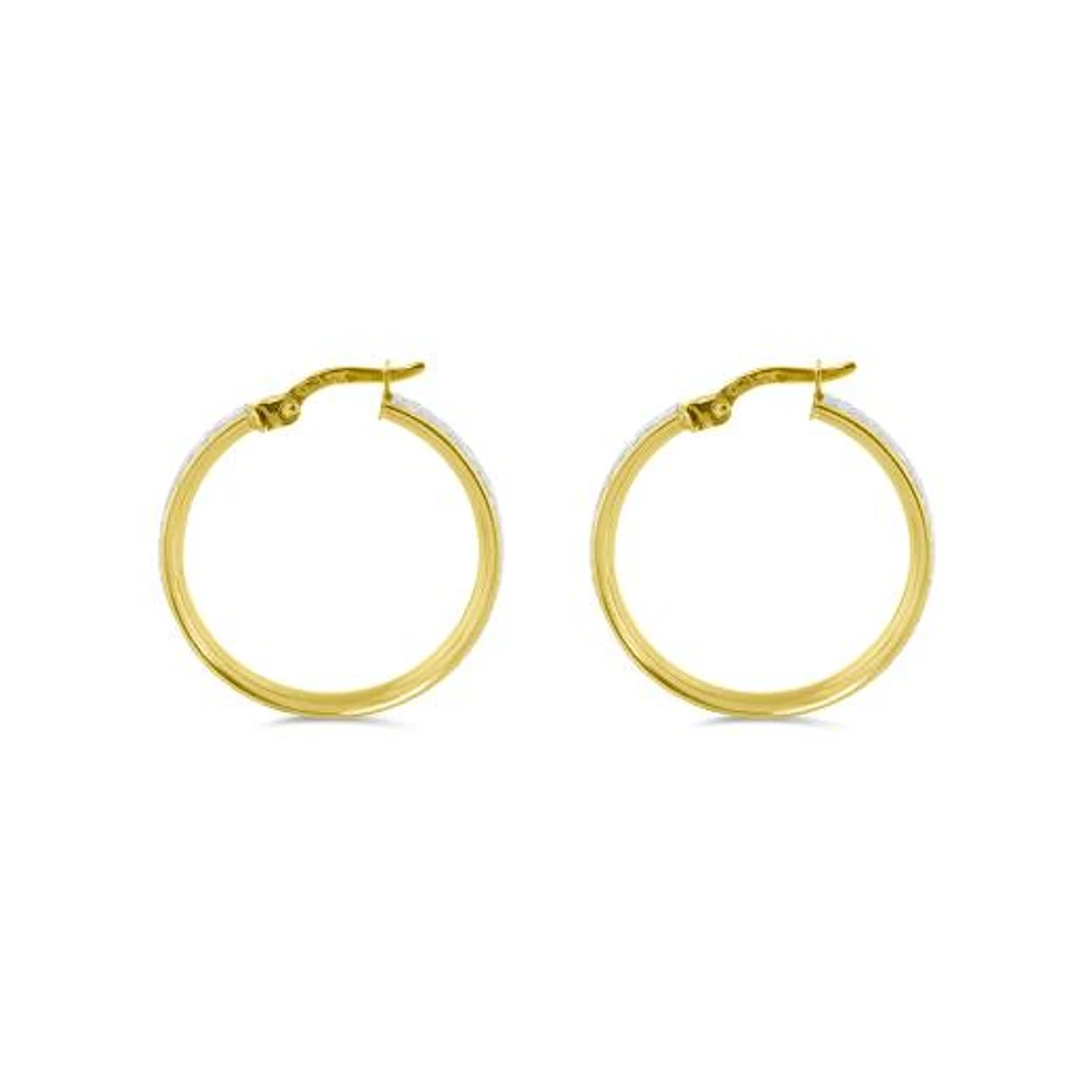 10K Yellow Gold Glitter Hoops