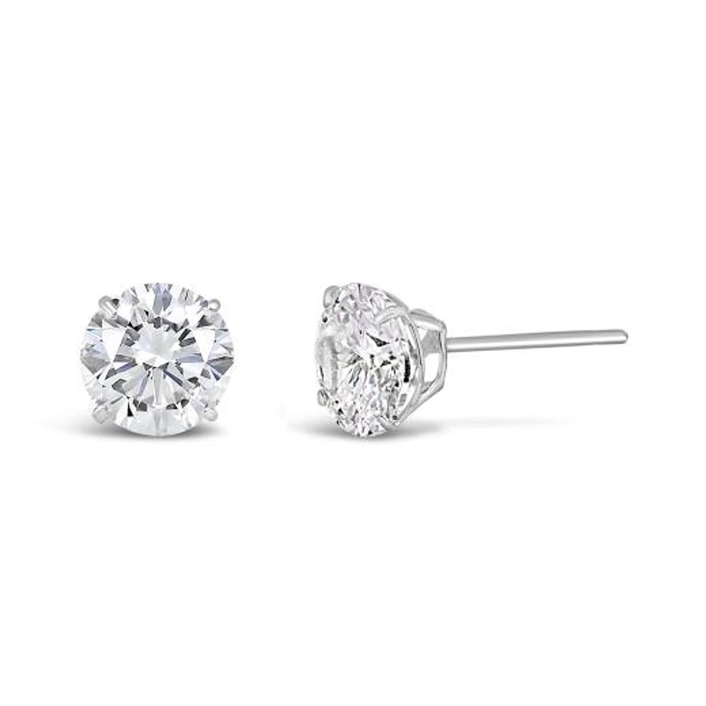 10K White Gold 6mm Round Cubic Zirconia Studs