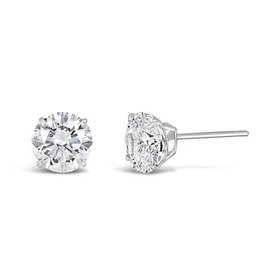 10K White Gold 6mm Round Cubic Zirconia Studs