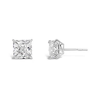 10K Gold 6mm Princess Cubic Zirconia Studs