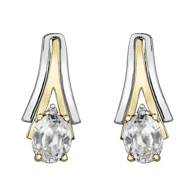 10K White & Yellow Gold White Topaz & 0.01CTW Diamond Earring