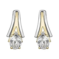 10K White & Yellow Gold White Topaz & 0.01CTW Diamond Earring