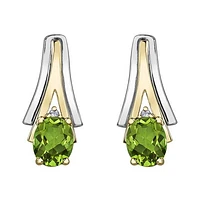 10K White & Yellow Gold Peridot & 0.01CTW Diamond Earring