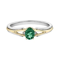 10K White & Yellow Gold Emerald & 0.015CTW Diamond Ring