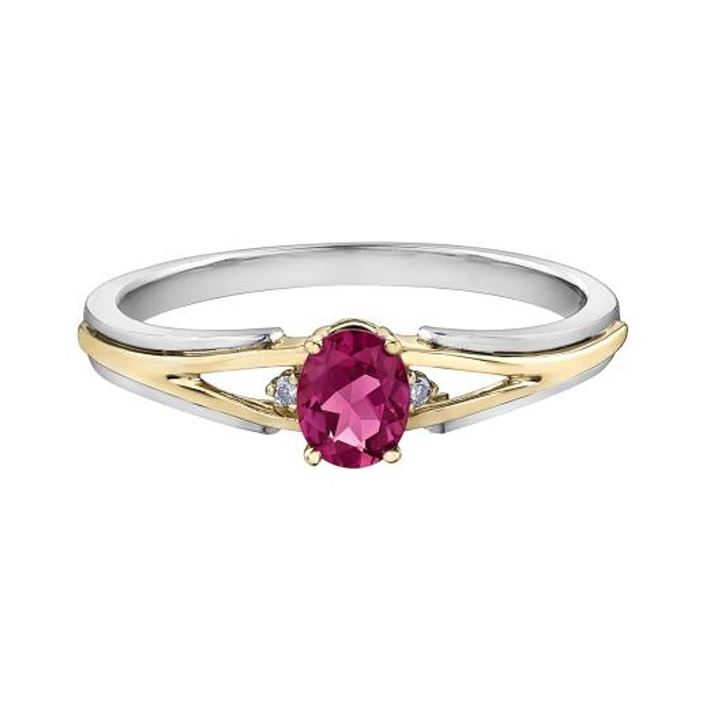 10K White & Yellow Gold Topaz & 0.015CTW Diamond Ring