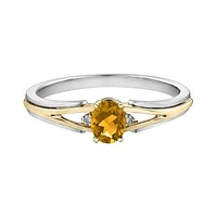 10K White & Yellow Gold Citrine & 0.015CTW Diamond Ring