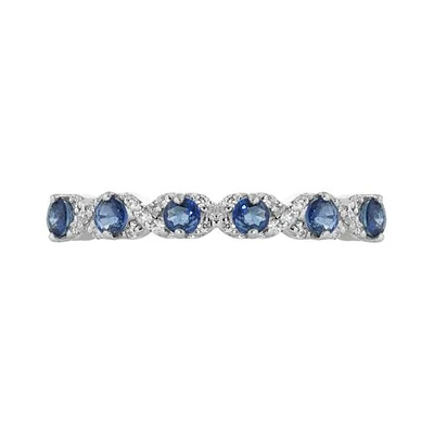 10K White Gold Sapphire & Diamond Ring