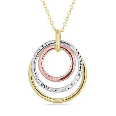 10K Tri-Colour Circle Pendant