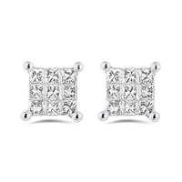 10K White Gold 0.50CTW Princessa Diamond Earrings