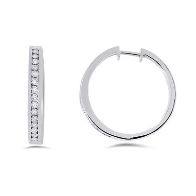 Sterling Silver 0.18CTW Hoop Earrings