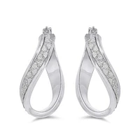 Sterling Silver Glitter Twist Hoop Earrings