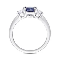 Julianna B 14K White Gold Blue & White Sapphire Ring
