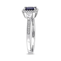 Julianna B 14K White Gold Blue Sapphire, Sapphire & Diamond Ring