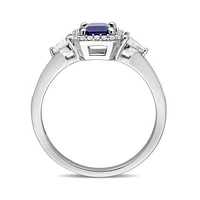 Julianna B 14K White Gold Blue Sapphire, Sapphire & Diamond Ring