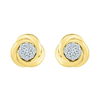 10K Yellow Gold Knot Earrings 0.18CTW