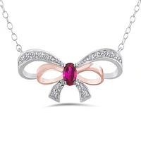Enchanted Disney Sterling Silver 10K Rose Gold Diamond Necklace