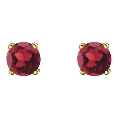 10K Yellow Gold Garnet Stud Earrings