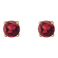 10K Yellow Gold Garnet Stud Earrings