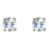 10K Yellow Gold Aquamarine Stud Earrings