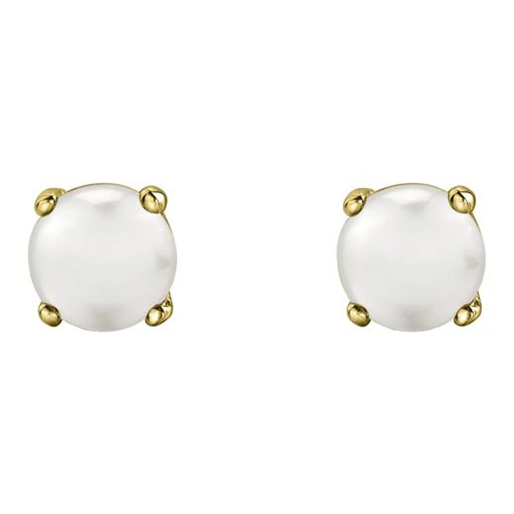 10K Yellow Gold Pearl Stud Earrings