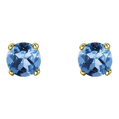 10K Yellow Gold Blue Topaz Stud Earrings