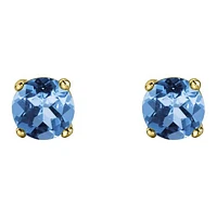 10K Gold Blue Topaz Stud Earrings