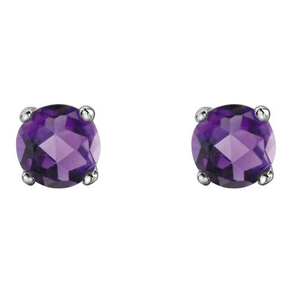 10K White Gold Amethyst Stud Earrings
