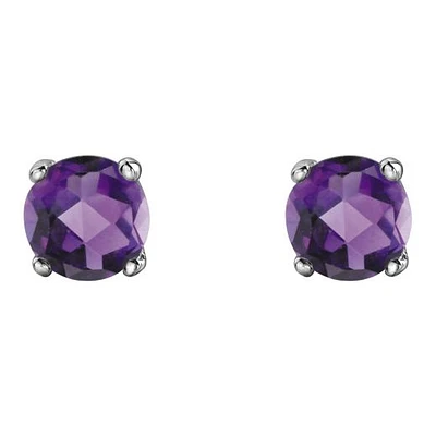 10K White Gold Amethyst Stud Earrings