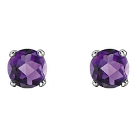 10K White Gold Amethyst Stud Earrings