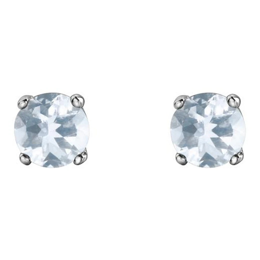 10K White Gold Aquamarine Stud Earrings