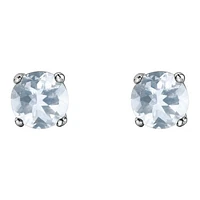 10K White Gold Aquamarine Stud Earrings