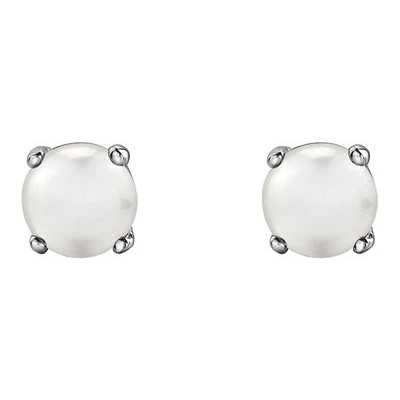 10K White Gold Pearl Stud Earrings