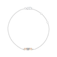 Sterling Silver & Rose Gold Diamond Mom Bracelet