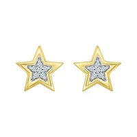 10K Yellow Gold Diamond Star Studs