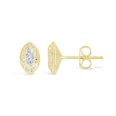 10K Yellow Gold Cubic Zirconia Oval Shape Stud Earrings