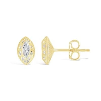 10K Yellow Gold Cubic Zirconia Oval Shape Stud Earrings