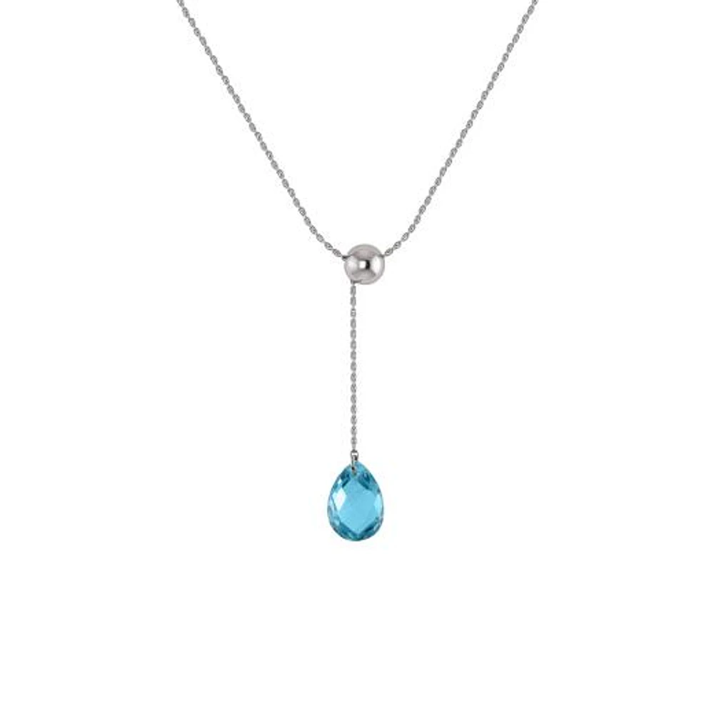 Sterling Silver Blue Topaz Adjustable Pendant