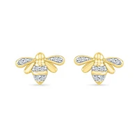 10K Yellow Gold Diamond Bee Earrings