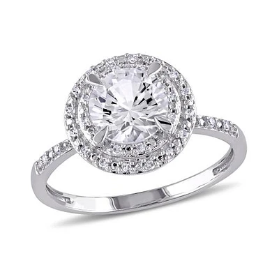 Julianna B 10K White Gold 0.09CTW Diamond & Created White Sapphire Ring
