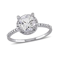 Julianna B 10K White Gold 0.05CT Diamond & Created White Sapphire Fashion Ring