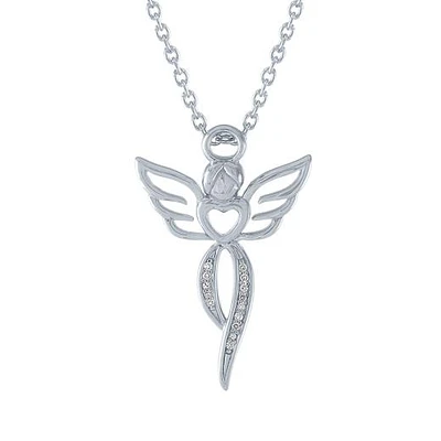 Diamond Addiction Sterling Silver Diamond Angel Pendant