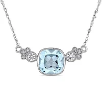 Julianna B 10K White Gold Sky Blue Topaz White Sapphire & Diamond Necklace