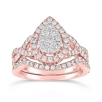 10K Rose Gold 1.00CTW Pear Shaped Bridal Set
