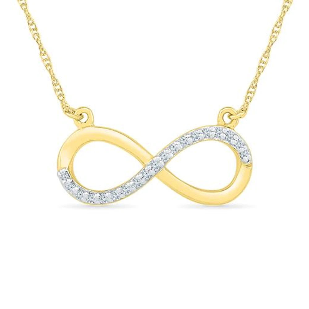 10K Yellow Gold Diamond Infinity Necklace